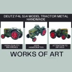 AJ116 Deutz F4L 514 Model Tractor Metal Handmade 